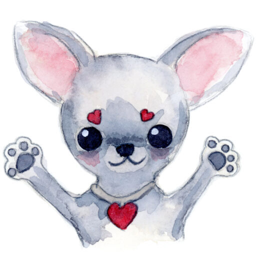 watercolor painting of a happy chihuahua