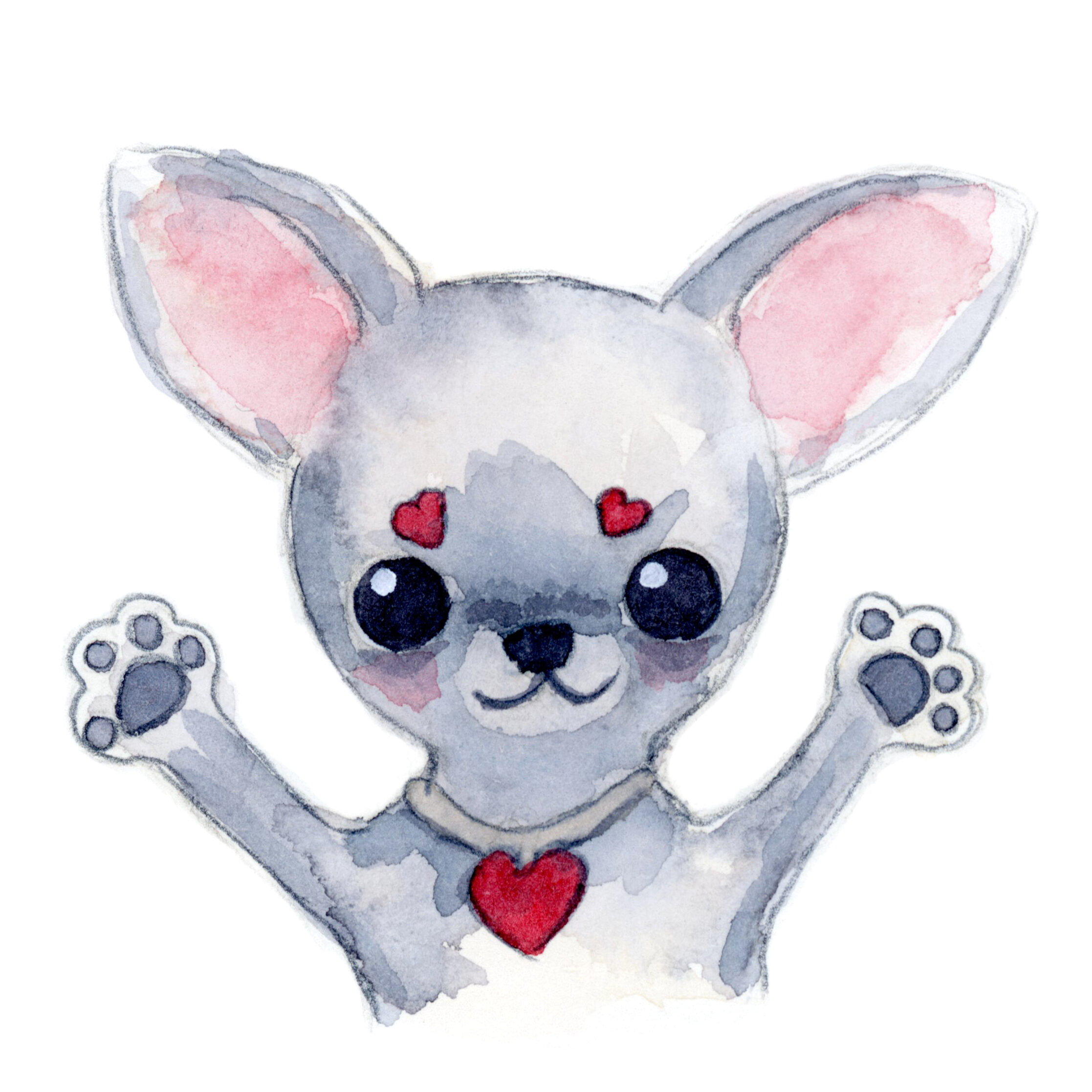 watercolor painting of a happy chihuahua